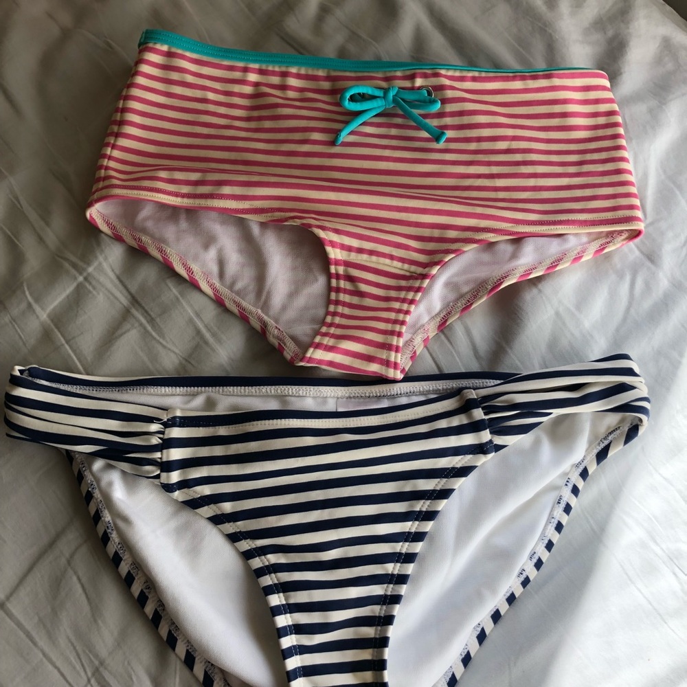 Two striped bikini bottoms